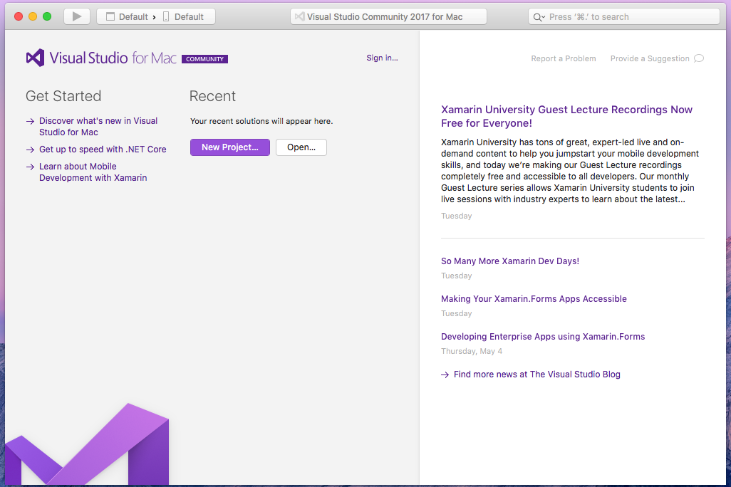 Running Visual Studio Community edition on macOS